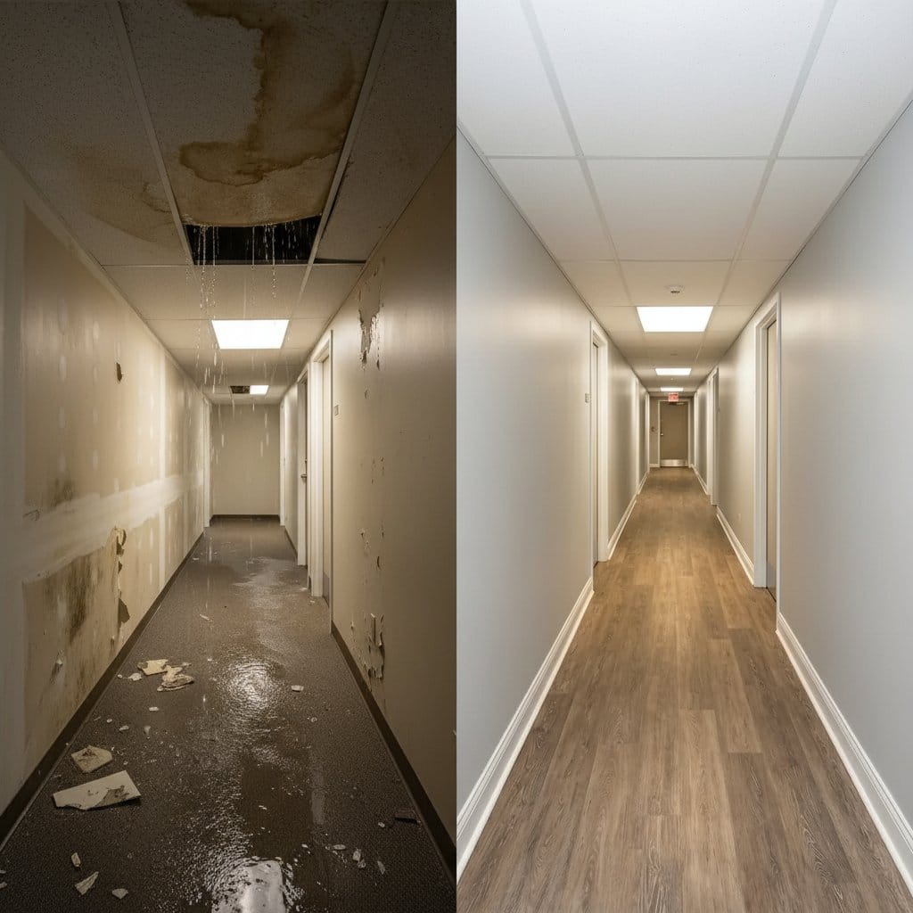 Structural Drying & Dehumidification restoration — commercial office space of commercial property in Teaneck, NJ
